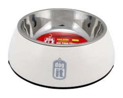 73557 Dogit 2 in 1 Durable Bowl Large White 1600ml with Stainless Steel Insert